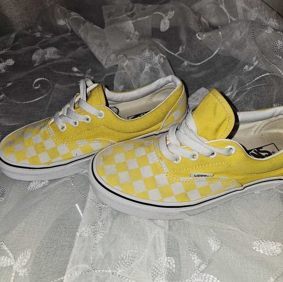 Vans Era yellow/white (checkerboard) low womens- 6.5 mens 5.0 streetwear/ beach - Picture 4 of 14